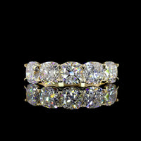 14K Yellow Gold Five-Stone Eternity Band with Square Cushion Brilliant Lab Diamonds - 3.00 Carat Total Weight - Covaloro Fine Jewelry