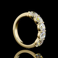 14K Yellow Gold Five-Stone Eternity Band with Square Cushion Brilliant Lab Diamonds - 3.00 Carat Total Weight - Covaloro Fine Jewelry