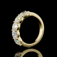 14K Yellow Gold Five-Stone Eternity Band with Square Cushion Brilliant Lab Diamonds - 3.00 Carat Total Weight - Covaloro Fine Jewelry
