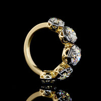 14K Yellow Gold Five-Stone Ring with Black Rhodium Prong and Bezel Set Round Lab Diamonds - 4.03 Carat Total Weight - Covaloro Fine Jewelry