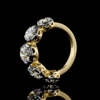 14K Yellow Gold Five-Stone Ring with Black Rhodium Prong and Bezel Set Round Lab Diamonds - 4.03 Carat Total Weight - Covaloro Fine Jewelry