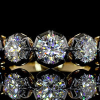 14K Yellow Gold Five Stone Ring with Round Brilliant Cut Lab Diamonds - 2.14 Carat Total Weight, E-F VS1 Clarity, Black Rhodium Accent - Covaloro Fine Jewelry