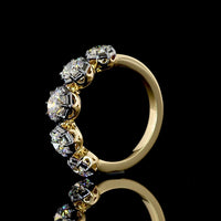 14K Yellow Gold Five Stone Ring with Round Brilliant Cut Lab Diamonds - 2.14 Carat Total Weight, E-F VS1 Clarity, Black Rhodium Accent - Covaloro Fine Jewelry