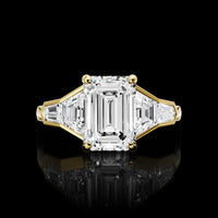 14K Yellow Gold Five-Stone Trapezoid Lab Diamond Ring - 1.35 Carat Total Weight, E-F Color VS Clarity with Bezel and Prong Setting - Covaloro Fine Jewelry