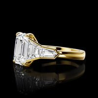14K Yellow Gold Five-Stone Trapezoid Lab Diamond Ring - 1.35 Carat Total Weight, E-F Color VS Clarity with Bezel and Prong Setting - Covaloro Fine Jewelry