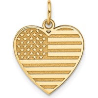 14K Yellow Gold Flag Heart Charm with Textured Design - Polished Finish by Oro Pregiato