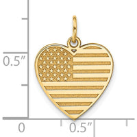 14K Yellow Gold Flag Heart Charm with Textured Design - Polished Finish by Oro Pregiato