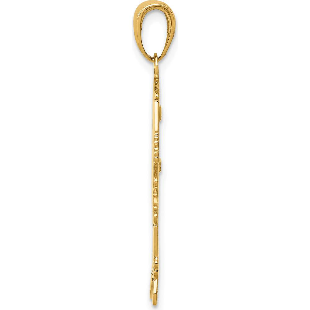 14K Yellow Gold Flat Engravable Girl Charm Pendant - 32mm Length by Oro Pregiato