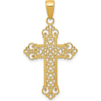 14K Yellow Gold Fleur De Lis Cross Charm Pendant - Timeless Design by Oro Pregiato
