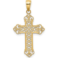 14K Yellow Gold Fleur De Lis Cross Charm Pendant - Timeless Design by Oro Pregiato