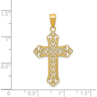 14K Yellow Gold Fleur De Lis Cross Charm Pendant - Timeless Design by Oro Pregiato