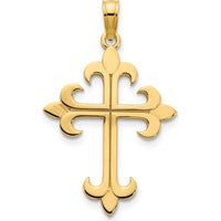 14K Yellow Gold Fleur de Lis Cross Charm - Polished Finish - 28mm Length by Oro Pregiato