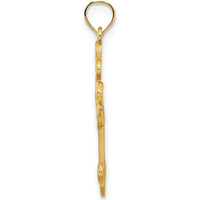 14K Yellow Gold Fleur de Lis Cross Charm - Polished Finish - 28mm Length by Oro Pregiato