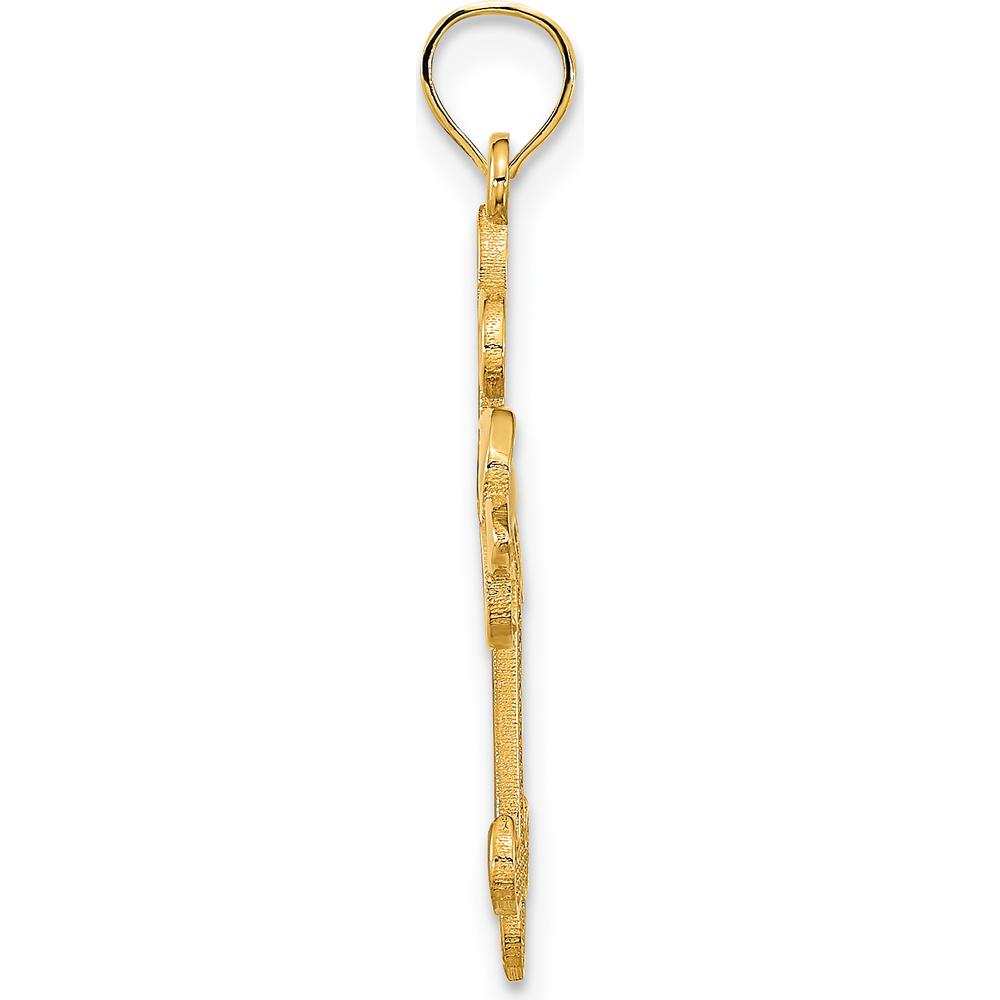 14K Yellow Gold Fleur de Lis Cross Charm - Polished Finish - 28mm Length by Oro Pregiato