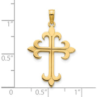 14K Yellow Gold Fleur de Lis Cross Charm - Polished Finish - 28mm Length by Oro Pregiato