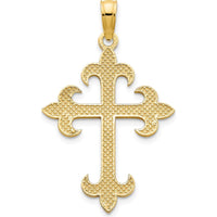 14K Yellow Gold Fleur de Lis Cross Charm - Polished Finish - 28mm Length by Oro Pregiato