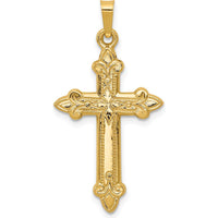 14K Yellow Gold Fleur De Lis Cross Pendant - 35mm x 18mm by Oro Pregiato