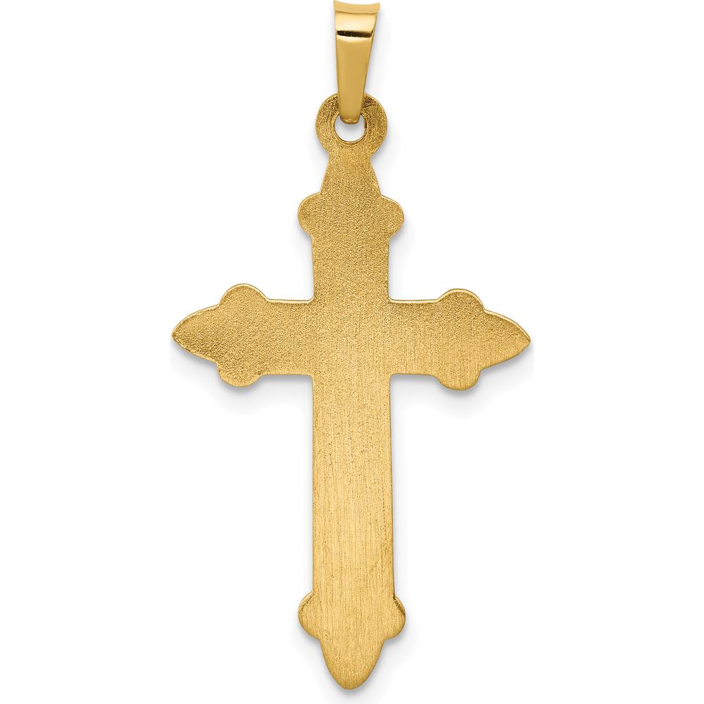 14K Yellow Gold Fleur De Lis Cross Pendant - 35mm x 18mm by Oro Pregiato