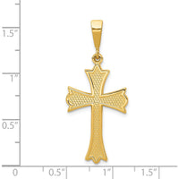 14K Yellow Gold Fleur De Lis Cross Pendant - 39mm Length by Oro Pregiato