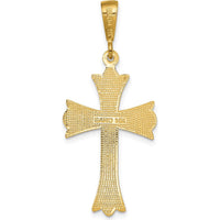 14K Yellow Gold Fleur De Lis Cross Pendant - 39mm Length by Oro Pregiato