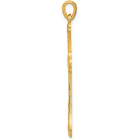 14K Yellow Gold Fleur De Lis Cross Pendant - 46mm Length by Oro Pregiato