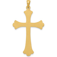 14K Yellow Gold Fleur De Lis Cross Pendant - 46mm Length by Oro Pregiato