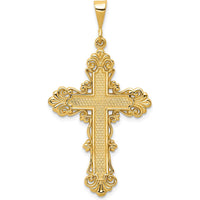 14K Yellow Gold Fleur De Lis Cross Pendant - Religious Charm with Detailed Design by Oro Pregiato