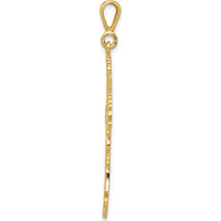 14K Yellow Gold Fleur De Lis Cross Pendant - Religious Charm with Detailed Design by Oro Pregiato