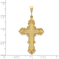 14K Yellow Gold Fleur De Lis Cross Pendant - Religious Charm with Detailed Design by Oro Pregiato