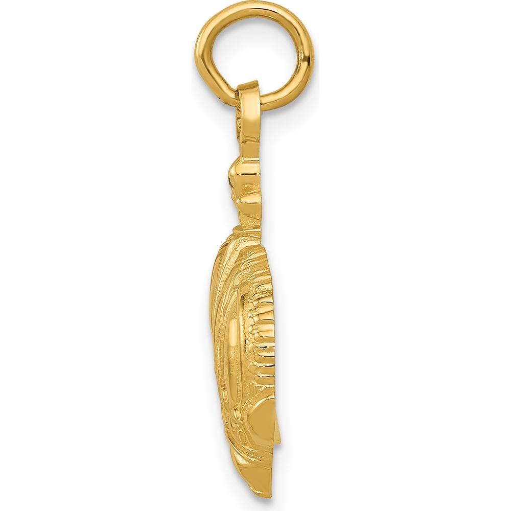 14K Yellow Gold Fleur De Lis Crown Charm Pendant - 20mm by Oro Pregiato