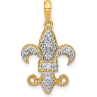 14K Yellow Gold Fleur De Lis Pendant with Round Diamonds - 0.025 Carat Total Diamond Weight by Monteluci Fine Jewelry