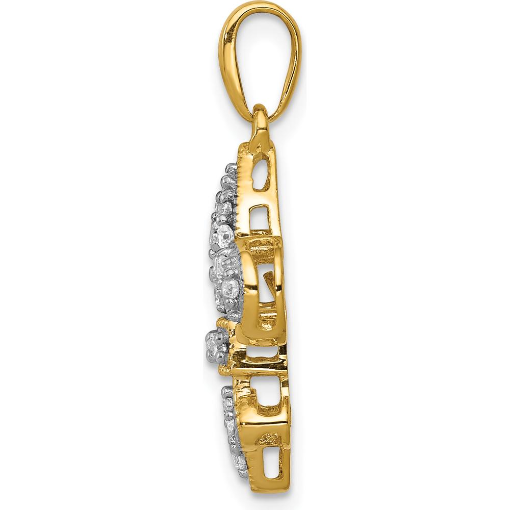 14K Yellow Gold Fleur De Lis Pendant with Round Diamonds - 0.025 Carat Total Diamond Weight by Monteluci Fine Jewelry