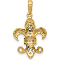 14K Yellow Gold Fleur De Lis Pendant with Round Diamonds - 0.025 Carat Total Diamond Weight by Monteluci Fine Jewelry
