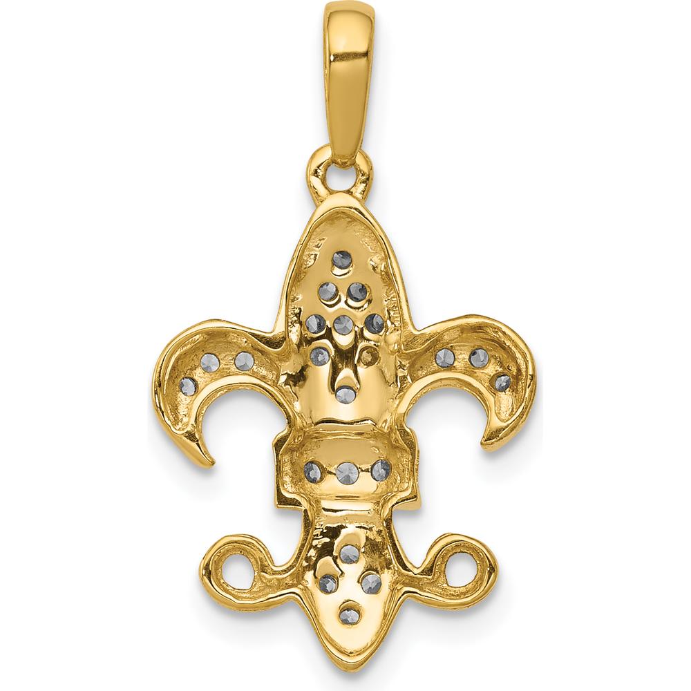 14K Yellow Gold Fleur De Lis Pendant with Round Diamonds - 0.025 Carat Total Diamond Weight by Monteluci Fine Jewelry