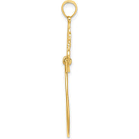 14K Yellow Gold Fleur de Lis Scroll Framed Charm Holder Pendant by Oro Pregiato