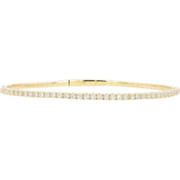 14K Yellow Gold Flexible Bangle with Channel-Set Round Diamonds - 1.00 Carat Total Diamond Weight