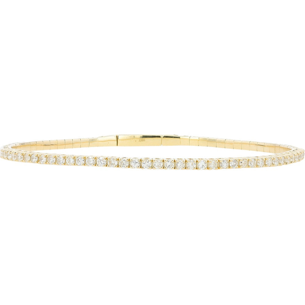 14K Yellow Gold Flexible Bangle with Channel-Set Round Diamonds - 1.00 Carat Total Diamond Weight