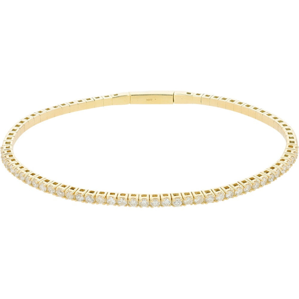 14K Yellow Gold Flexible Bangle with Channel-Set Round Diamonds - 1.00 Carat Total Diamond Weight
