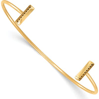 14K Yellow Gold Flexible Cuff Bangle with Shared Prong Round Stone Bar Design - Holds Sixteen 1.3mm Gems by Oro Pregiato