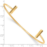 14K Yellow Gold Flexible Cuff Bangle with Shared Prong Round Stone Bar Design - Holds Sixteen 1.3mm Gems by Oro Pregiato