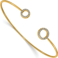 14K Yellow Gold Flexible Diamond Circle Cuff Bangle Bracelet - 1/4 Carat Total Diamond Weight by Monteluci Fine Jewelry