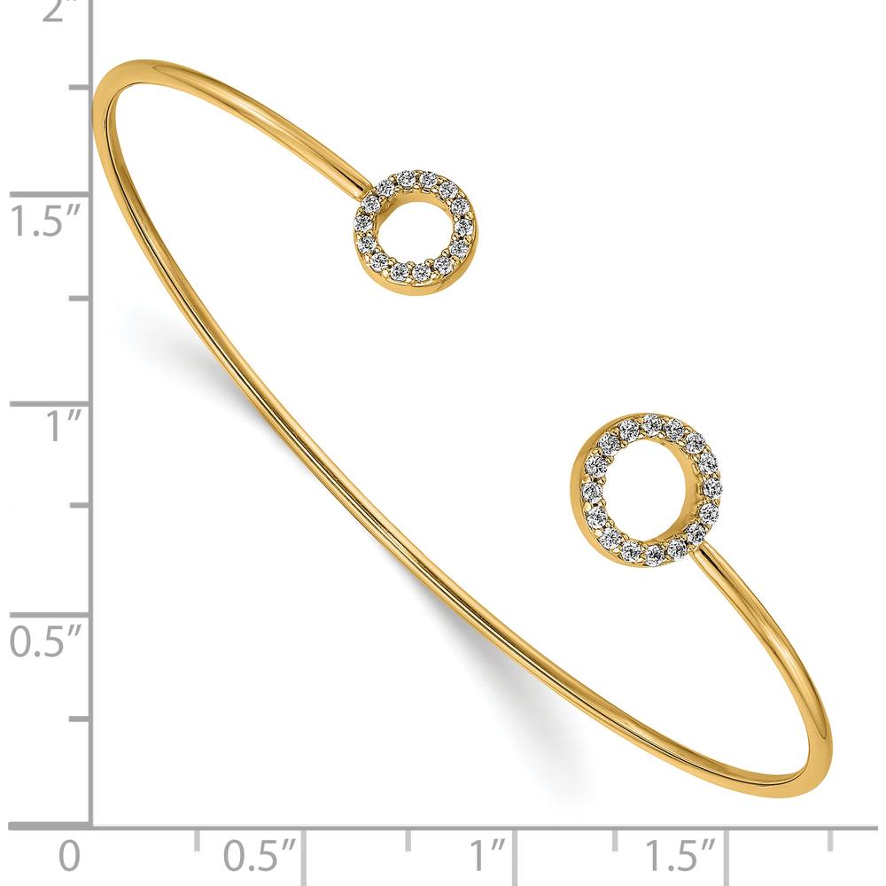 14K Yellow Gold Flexible Diamond Circle Cuff Bangle Bracelet - 1/4 Carat Total Diamond Weight by Monteluci Fine Jewelry