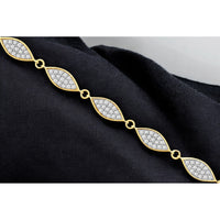 14K Yellow Gold Flexible Marquise-Link Bracelet with Pavé-Set Round Diamonds - 1.00ct Total Diamond Weight - Royal Jewelry
