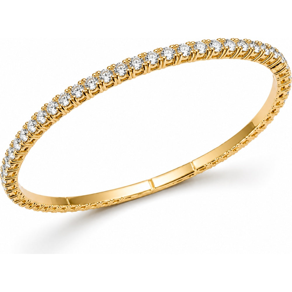 14K Yellow Gold Flexible Pavé Diamond Bangle with Round Brilliant Diamonds - 4.90 Carat Total Diamond Weight by Auriventus
