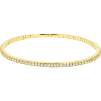 14K Yellow Gold Flexible Stretch Bangle with Bar-Set Round Lab Grown Diamonds - 2.00 Carat Total Diamond Weight