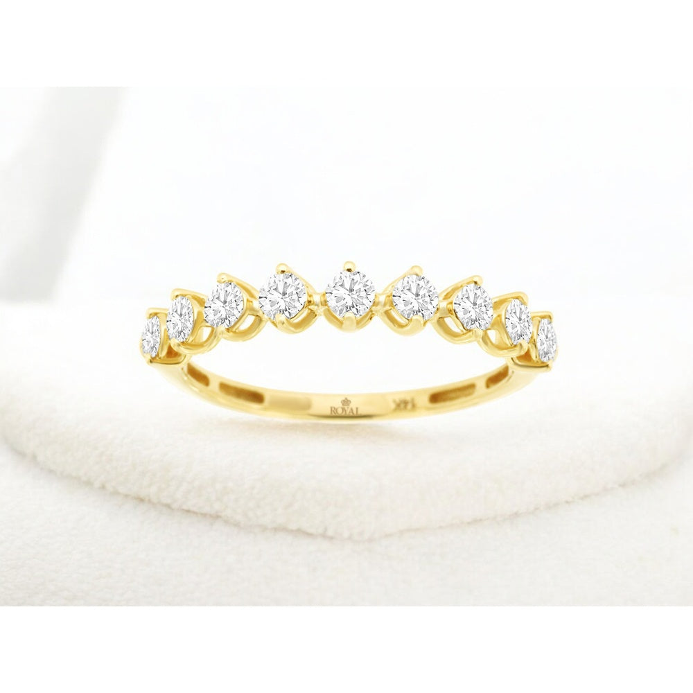 14K Yellow Gold Floating Diamond Band with Prong-Set Round Brilliant Cut Diamonds - 0.50 Carat Total Diamond Weight - Royal Jewelry