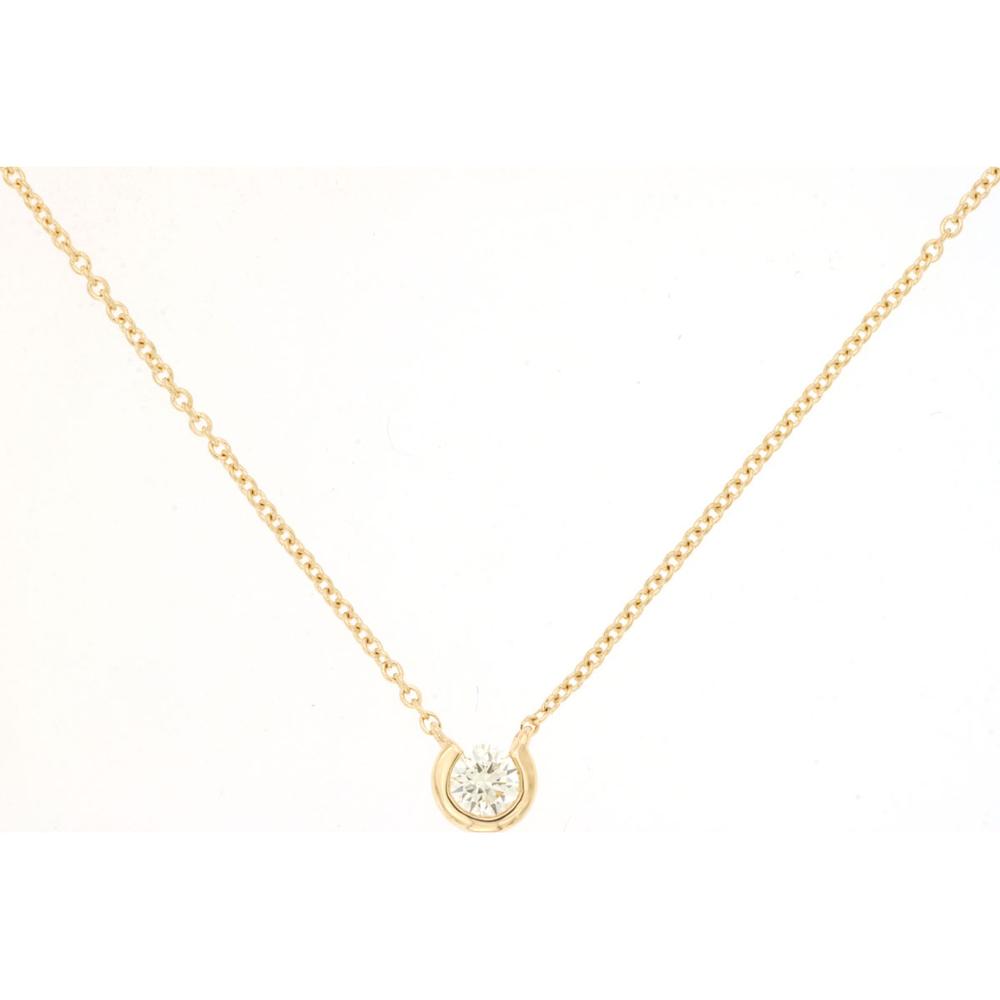 14K Yellow Gold Floating Solitaire Diamond Necklace with Round Brilliant Diamond - 0.15 Carat Total Weight - Royal Jewelry
