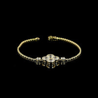 14K Yellow Gold Floral Cluster Bracelet with 6 Prong Set Brilliant Cut Lab Diamonds - 3.35 Carats Total Diamond Weight - Covaloro Fine Jewelry