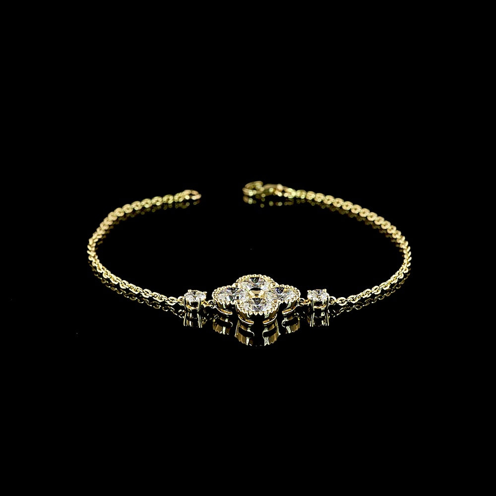 14K Yellow Gold Floral Cluster Bracelet with 6 Prong Set Brilliant Cut Lab Diamonds - 3.35 Carats Total Diamond Weight - Covaloro Fine Jewelry