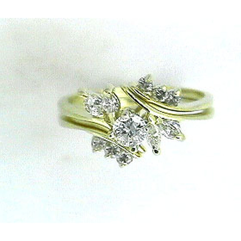 14K Yellow Gold Floral Cluster Ring with Prong Set Round Diamonds - 0.68 Carat Total Diamond Weight - Royal Jewelry